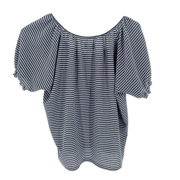 MADEWELL Texture & Thread Peasant Shirt in Stripe Short Fitted Sleeve Top - Picture 7 of 9